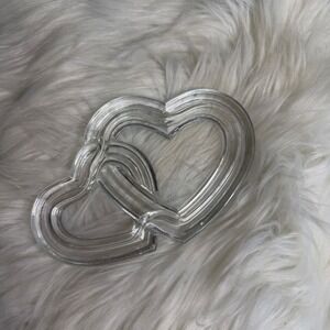 Vintage - Clear Glass Double Heart Trinket Dish